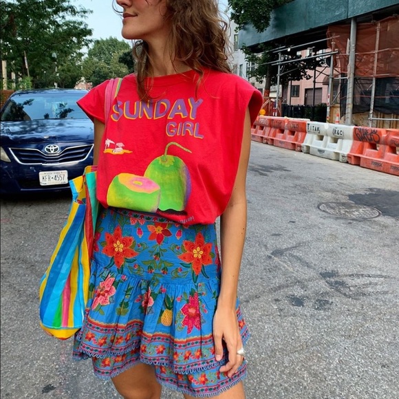 FARM Rio Blue Tropical Tapestry skirt - Picture 9 of 10